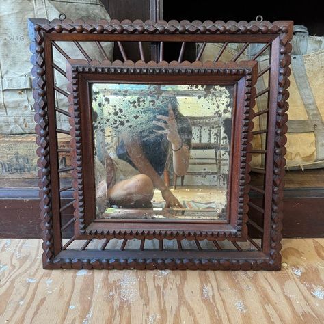 Tramp Art Large Wooden Mirror, 1800s Large Wooden Mirror, Tramp Art, Art Mirror, Color Design Inspiration, Lottery Winner, Bathroom Tile Designs, Wooden Mirror, Room Paint Colors, Paint Colors For Living Room