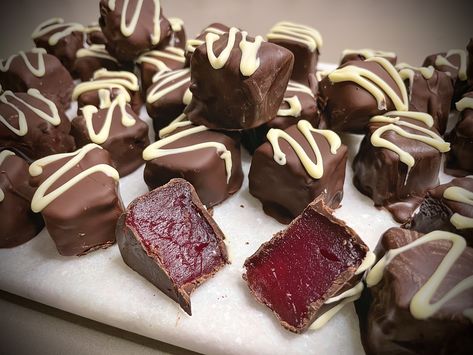 Dark Chocolate Covered Turkish Delights Rose Flavored, Turkish Delights, Chocolate Buttons, Pink Food Coloring, Cooking Thermometer, Melting White Chocolate, Vanilla Paste, Turkish Delight, Cream Of Tartar