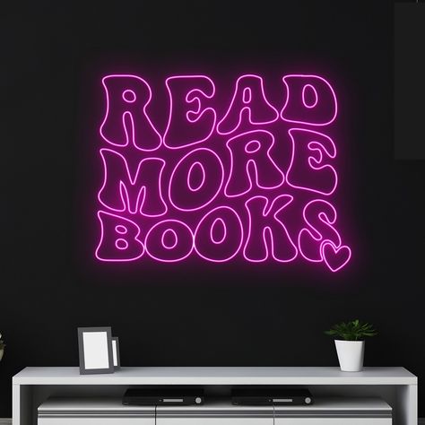 #CustomNeonSigns #UniqueLighting #NeonDesign #BrightIdeas  #WeddingNeonSigns #WeddingDecor Neon Store, Wall Room Decor, Neon Sign Wall, Reading Club, Book Room, Read More Books, Personalized Quotes, Sign Wall Decor, Walls Room