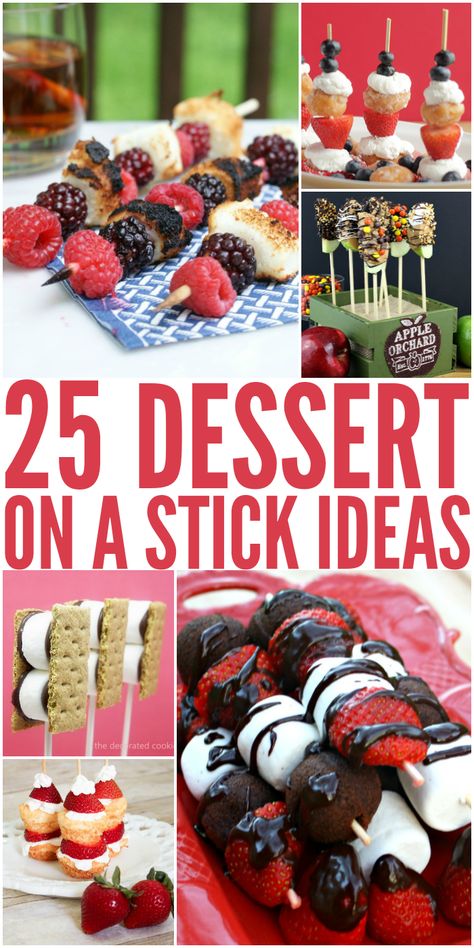 25 Dessert on a Stick Ideas on The Bewitchin' Kitchen. Desserts On A Stick, Dessert On A Stick, Dessert Kabobs, Dessert Skewers, Group Recipes, Stick Food, Bbq Desserts, Kebab Recipe, Fun Dessert