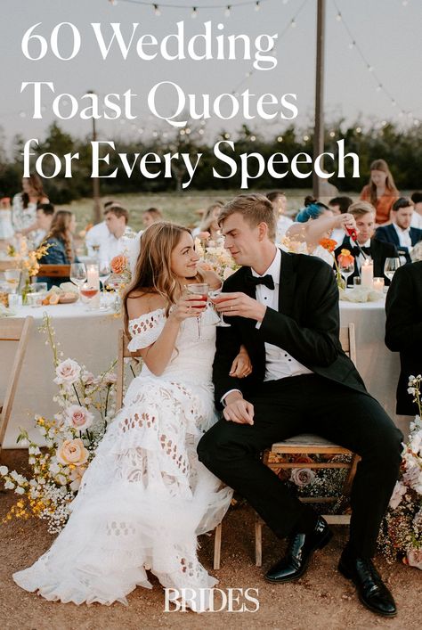 If you’re not sure where to start with writing a wedding toast, we’re here to help. Get inspired with these 60 memorable wedding toast quotes. // Photo: Peyton Byford Short Wedding Toast Quotes, Toast Ideas For Wedding, Toast Speech Wedding, Toast To The Bride And Groom, Engagement Toasts Speech, Toast For Wedding, Wedding Toast Ideas, Irish Wedding Toast, Wedding Toast Quotes