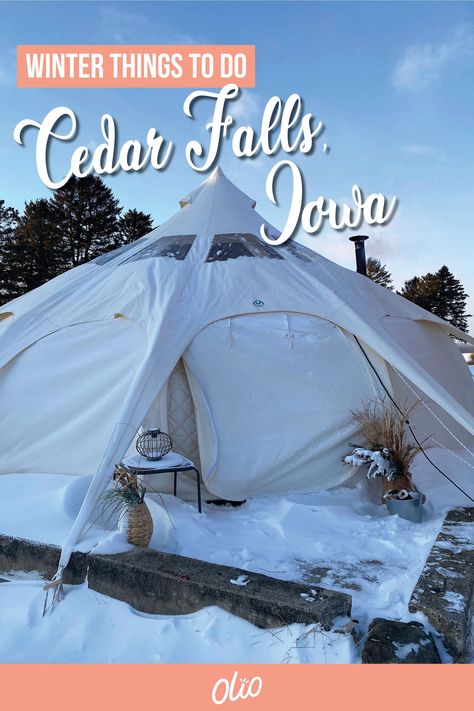 Planning a Midwest winter getaway? Look no further than Cedar Falls, Iowa! From unique local festivals to delicious dining experiences to historic hotels, there's something for everyone in this Iowa community. Embrace the winter with ice harvesting and snow shoeing then warm up with a cozy winter picnic, craft beer flights and more. #Iowa #Midwest #WinterGetaway #CedarFalls What To Do In Cedar Rapids Iowa, Things To Do In Dubuque Iowa, Midwest Winter Getaways, Ames Iowa Things To Do In, Ice Harvesting, Hidden Gems In Iowa, Midwest Winter, Snow Shoeing, Cedar Falls Iowa