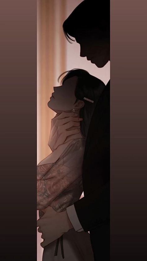 Digital Art Romance, Kissing Tall And Short Reference, Villian Couple Aesthetic, Pose Reference Hands Behind Back, Manga Drawing Couple, Cute Webtoon Couples, Aesthetic Romance Wallpaper, Tied Hands Drawing Reference Poses, Dark Romance Pictures