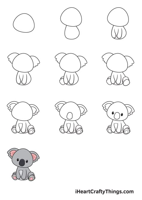 How to Draw Animals – Step by Step Guide Trin For Trin Tegning, Koala Drawing, Cartoon Template, Beautiful Pencil Drawings, Easy Animal Drawings, Animals Drawing, Easy Animals, Animal Doodles, Easy Drawings For Kids