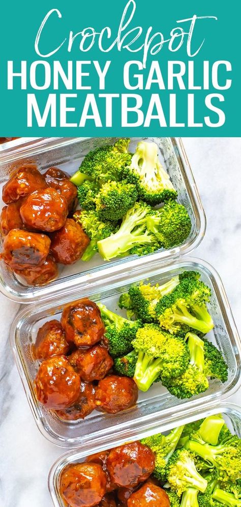 Bbq Crockpot Meatballs, Garlic Crockpot, Bbq Crockpot, Crockpot Meatballs, Healthy Lunch Meal Prep, Dinner Meal Prep, Work Meals, Easy Healthy Meal Prep, Prepped Lunches