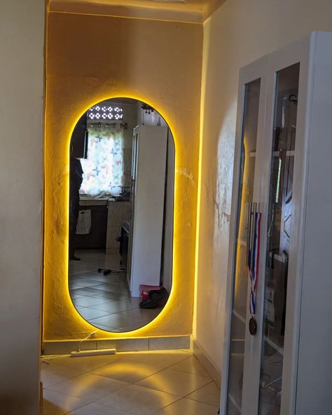 Capsular Mirror with LED lights, an amazing design for your Corridor, bedroom or business setting like salons, boutiques, bridal shops Corridor Mirror, Bridal Shops, Mirror With Led Lights, Bridal Shop, Led Lights, Mirror, Boutique, Led, Bedroom