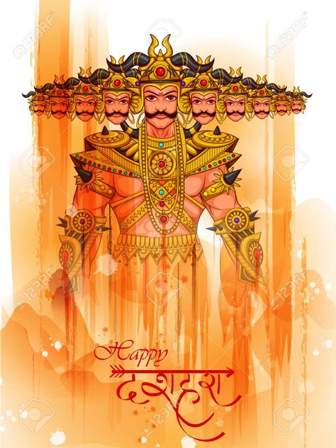 Ravana Monster In Happy Dussehra Background Showing Festival.. Royalty Free Cliparts, Vectors, And Stock Illustration. Image 107641891. Ravan Dahan Images, Thoughts Decoration, Ravana Images, Ravana Images Hd, Dushera Wishes, Dussehra Background, Dussehra Quotes, Navratri Photo, Vijaya Dashami