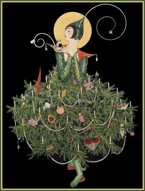 Images Noêl Vintages, Vintage Vogue Covers, Christmas Cover, Christmas Tree Art, Vintage Christmas Images, Vogue Covers, Christmas Past, Vintage Christmas Cards, Christmas Illustration