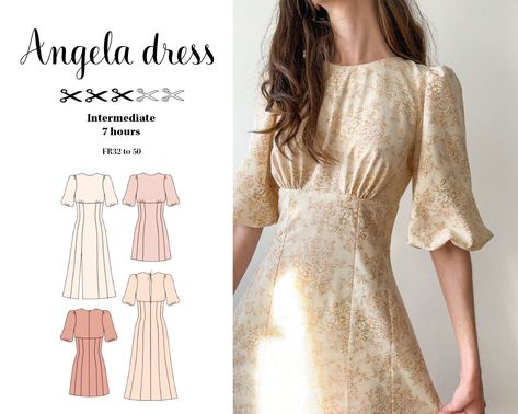 Angela dress PDF pattern (EN) Dress Pdf Pattern, Joy Dress, Angela Davis, Sewing Projects Clothes, Make Your Own Clothes, Blouse Pattern Sewing, Couture Mode, Sewing Design, Clothes Sewing