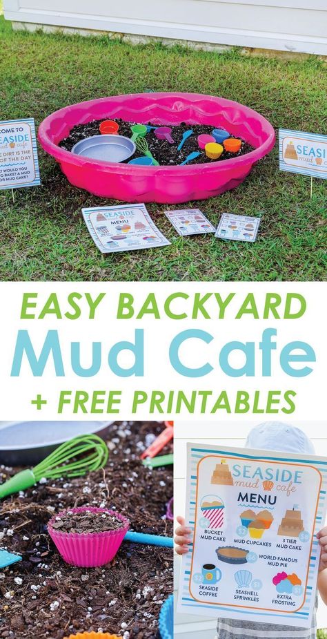 Backyard Mud Cafe: An Easy Outdoor Imaginative Play Idea for Kids #kids #activity #outdoor #play #backyard #summer #imaginative Play Backyard, Outside Activities For Kids, Outdoor Activities For Toddlers, Toddler Outdoor, Summer Fun For Kids, Outside Activities, Outdoor Activities For Kids, Toddler Play, Backyard For Kids