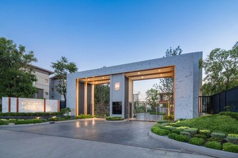 Society Gate, Condominium Entrance, Entrance Gate Design, Entrance Portal, Residential Entrance, Gate Design Ideas, Estate Gates, Entrance Arch, Compound Wall Design