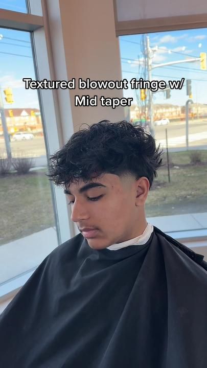 That taper is way too blurry #fypシ #viral #fringe #haircut #wavyhair | textured blowout fringe | TikTok Short Textured Fringe Haircut Men, Low Taper With Fringe, Fringe Mullet Haircut Men, Mens Haircut Fringe, Blowout Fringe Men, Messy Fringe With Taper, Messy Fringe Haircut Men Fade, Messy Taper Hairstyle Men, Long Messy Fringe Men