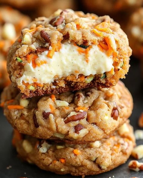 Zucchini Carrot Cake Cheesecake Cookies Recipe Zucchini Carrot Cake, Zucchini Cookie Recipes, Carrot Cheesecake, Cheesecake Cookies Recipes, Carrot Desserts, Zucchini Cookies, Zucchini Cakes Recipe, Zucchini Carrot, Zucchini Cheese