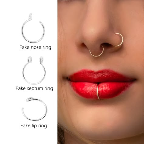 Diy Nose Rings, Petal Crochet, Magnetic Nose Ring, Lip Cuffs, Crochet Hoop, Fake Lip Ring, Faux Septum Ring, Faux Nose Ring, Faux Septum