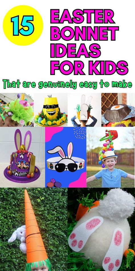 15 Easter bonnet ideas for kids, boys and girls and gender-neutral Easter hats, crowns, bonnets that are genuinely easy to make, DIY Easter bonnets to make at home, Easter bonnets for kids to make in the school classroom for the Easter Parade. Easter bonnets for Easter parties, Kids Easter craft idea, Kids Easter party craft, Easter bonnets to make with kids, Simple Easter bonnets, How to make an easy Easter bonnet, quick and easy Easter bonnet ideas, Fun Easter crafts, kids party planning Diy Easter Hat, Easter Bonnets For Boys, Easter Party Crafts, Easter Bonnet Parade, Easter Crafts Kids, Easter Hat Ideas, Easter Bonnet Ideas, Easter Hat Parade, Kids Party Planning