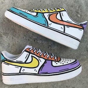 Nike Air Force 1 Ghostface Custom Sneakers Hand Painted - Etsy Bulgaria Blue Custom Air Force 1, Painted Air Force 1, Customized Shoes, Painted Nikes, Shoe Painting, Af1 Custom, Shoes Air Force, Custom Shoes Diy, Custom Af1