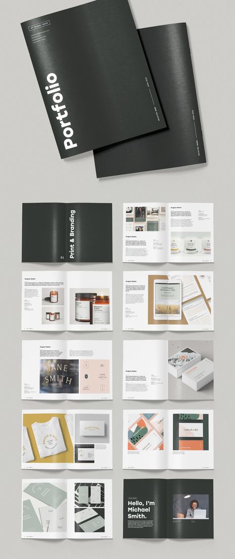 Minimalist Portfolio Brochure Template with Bold Typography Portfolio Design Layouts, Portfolio D'architecture, Design Portfolio Layout, Indesign Portfolio Template, Graphic Design Portfolio Book, Indesign Portfolio, Layout Portfolio, Print Portfolio Design, Cv Inspiration