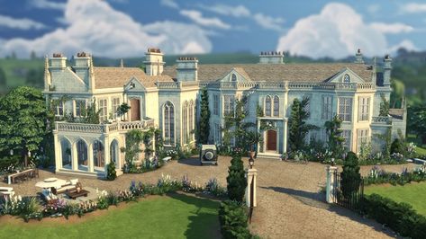 Sims 4 Packs, Gothic Exterior, Countryside Estate, Gothic Manor, British Manor, The Sims 4 Lots, Victorian Manor, Gothic Mansion, British House