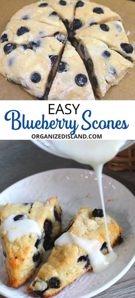 This easy Blueberry Scones recipe is so easy to make and is a wonderful way to enjoy the season. Made with fresh blueberries. Blueberry Easy Recipes, Blueberry Dessert For Two, Food With Blueberries, Blueberry Lemon Scones Easy, Best Blueberry Scones Recipe Ever, Fresh Blueberry Desserts Easy, Blueberry Scones With Sour Cream, Blueberry Breakfast Pastry, How To Make Blueberry Scones