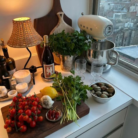 Nancy Meyers Aesthetic Kitchen, Roasting Cherry Tomatoes, Cherry Tomato Spaghetti, Calabrian Peppers, Tomato Spaghetti, Glass Of White Wine, Roasted Cherry, Roasted Cherry Tomatoes, Cherry Tomato