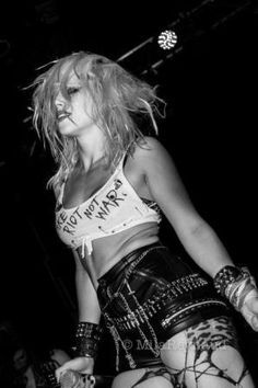 Punk Clothing, On Stage, A Woman, Black And White, Hair, White, Black