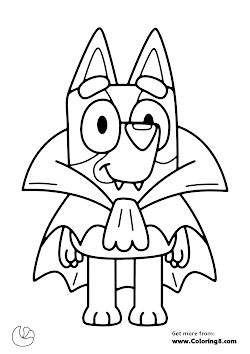 Bluey as Dracula Halloween Toddler Coloring Pages, Free Disney Halloween Coloring Pages, Kids Coloring Pages Halloween, Kid Halloween Coloring Pages, Bluey Halloween Printable, Halloween Color Pages For Kids, Cartoon Halloween Coloring Pages, Halloween Pages To Color, Halloween Cartoon Coloring Pages