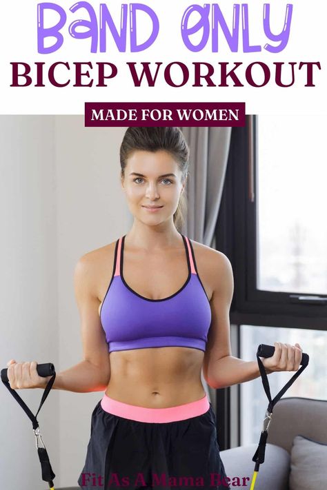 Resistance Band Bicep Workout For Women Bicep Exercises For Women, Best Bicep Exercises, Bicep Workout Women, Workout For Back, Bicep Exercises, Arm Workouts At Home, Bicep Workout, Dumbbell Exercises, Upper Body Workouts