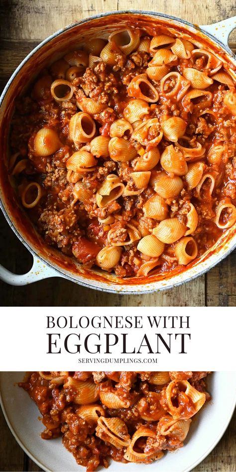 Bolognese with Eggplant Eggplant Pasta Recipes, Eggplant Bolognese, Eggplant Recipes Pasta, Autumn Pasta Recipes, Ground Beef Pasta Recipes, Eggplant Pasta, Eggplant Recipes Easy, Winter Dinner Party, Beef Pasta Recipes