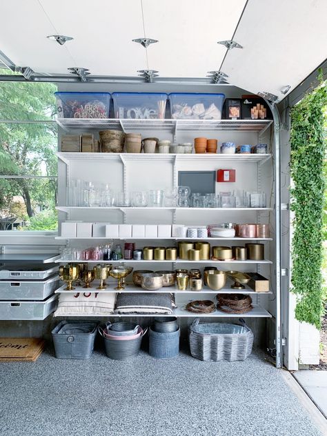 The Ultimate Garage Workspace for a Florist - Simply Organized Florist Work Station, Staging Warehouse, Florist Workshop, New Apartment Aesthetic, Garage Workspace, Warehouse Organization, Flower Shed, Workspace Organization, Working Station