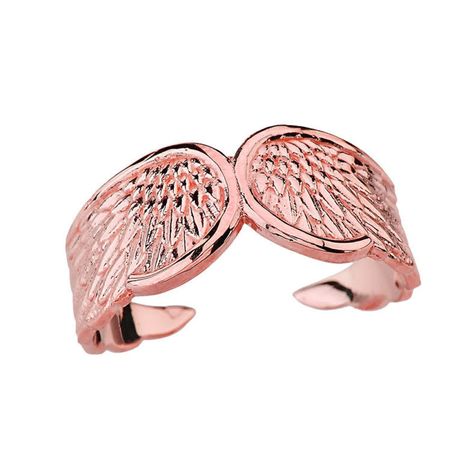 Rose Gold Angel Wing Ring Wing Angel, Angel Wing Ring, Wing Ring, Claddagh Necklace, Angel Ring, Sea Necklace, Gold Angel Wings, Good Luck Necklace, Gold Angel