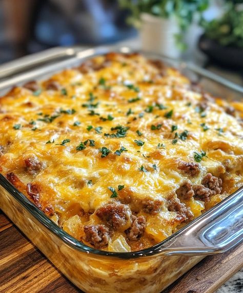 Sausage & Hash Brown Breakfast Casserole is the perfect dish to start your day off right. This hearty and satisfying casserole combines savory sausage, Sweet Potato Breakfast Casserole, Potato Breakfast Casserole, Sausage Hashbrown Breakfast Casserole, Hash Brown Breakfast, Breakfast Potato Casserole, Delicious Breakfast Casserole, Sausage Hash, Make Ahead Breakfast Casserole, Breakfast Egg Casserole