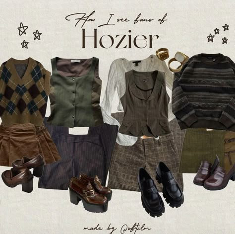 Hozier Fashion Aesthetic, What To Wear To Hozier Concert, Hozier Tour Outfit, Hozier Concert Outfit Summer, Hozier Outfit Aesthetic, Hozier Outfit Concert, Hozier Inspired Outfits, Forest Academia Outfit, Hozier Concert Outfit Ideas