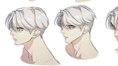 Head And Face Drawing, Sketch Head, Drawing Male Hair, Random Illustration, Male Face Drawing, Anime Hairstyles Male, Profile Drawing, Comic Tutorial, Drawing Tutorial Face