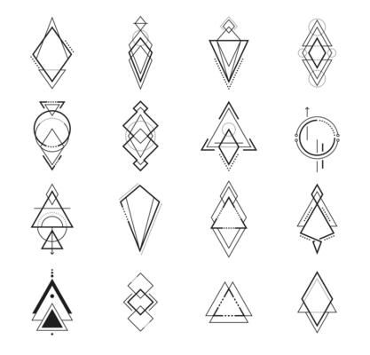 Element Triangles, Tattoo Sacred Geometry, Boho Tattoo, Waist Tattoos, Art Symbols, Boho Tattoos, Triangle Tattoos, Handpoke Tattoo, Sacred Geometry Art