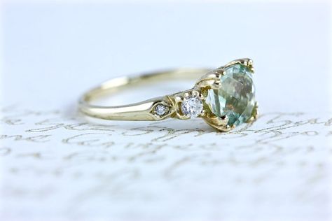 Senior Rings, Green Amethyst Ring, Future Engagement Rings, Purple Gems, Amethyst And Diamond Ring, Edwardian Style, Diamond Engagement Rings Vintage, Green Diamond, Pretty Rings