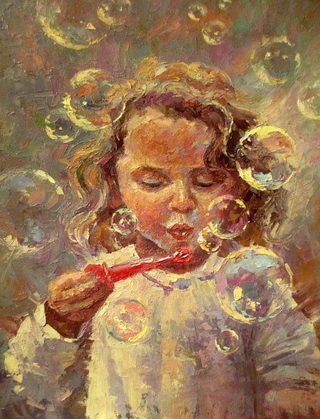 Brocha Teichman | Bubbles Childhood Inspired Art, Capturing The Moment Art, Childhood Nostalgia Art, Art About Childhood, Painting Memories, Nostalgia Artwork, Childhood Painting, Bubbles Painting, Ap Art Portfolio