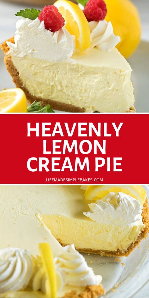 Heavenly Lemon Cream Pie, Lemon Cream Pie Condensed Milk, Lemon Silk Pie, Lemon Custard Pie Recipe, Easy Lemon Cream Pie, Lemon Crème Pie, Lemon Pie With Cream Cheese, Lemon Cream Pie Recipe, No Bake Lemon Cream Pie