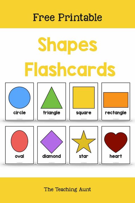 Shapes Flashcards Free Printable - The Teaching Aunt Flashcards Free Printable, Flashcards For Toddlers, Shape Tracing Worksheets, Shapes Flashcards, Color Flashcards, Kindergarten Classroom Decor, Teaching Shapes, Printable Shapes, Free Preschool Printables