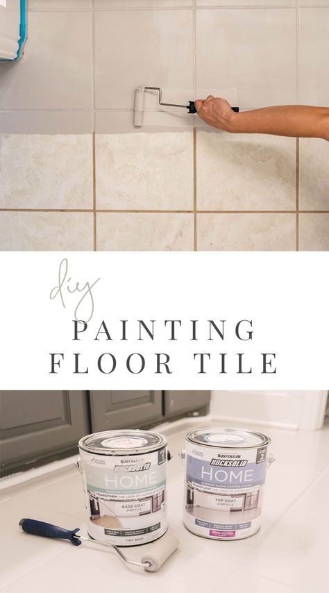 DIY: How to Paint Ceramic Floor Tile — Farmhouse Living Painting Ceramic Tile Floor, Makeover Kamar Mandi, Tile Floor Diy, Painting Tile Floors, Diy Bathroom Makeover, Paint Ceramic, Painting Ceramic Tiles, Ceramic Floor Tile, Diy Bathroom Remodel