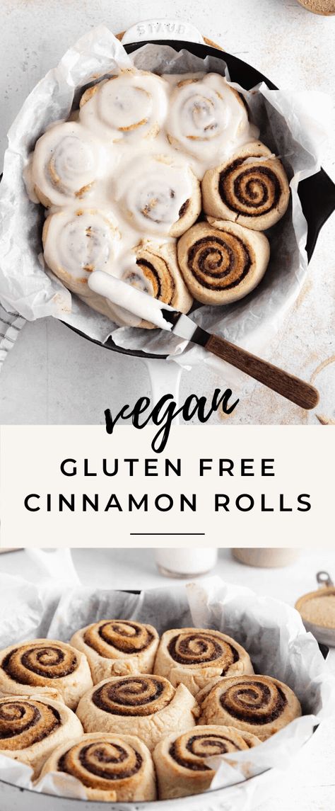 These gluten free vegan cinnamon rolls are the perfect sweet start to any morning! Smother these bad boys in a dreamy vegan cream cheese frosting for the ultimate treat! #vegan #glutenfree #breakfast Gluten Free Vegan Cinnamon Rolls, Vegan Cinnamon Rolls Easy, Vegan Cream Cheese Frosting, Gluten Free Cinnamon, Gluten Free Cinnamon Rolls, Dairy Free Cream Cheese, Vegan Gluten Free Desserts, Vegan Cinnamon Rolls, Cinnamon Rolls Easy