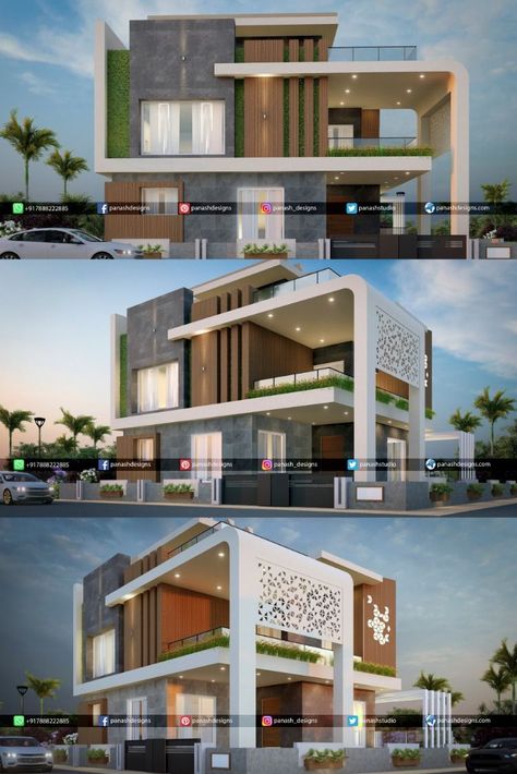 3 D Elevation Of House, Modern House Design Front And Back View, Duplex Bunglow Elevation Modern, 3d Views Architecture, Modern Bunglow Desings Plan, Modern G+2 Elevation, G+1 Bungalow Elevation Design, G+1 Bunglow Elevation, G Plus 1 Elevation Design Modern