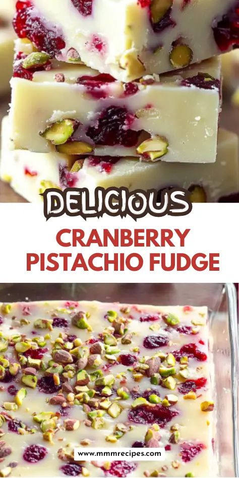 Cranberry Pistachio Fudge is a quick and festive holiday treat made with white chocolate, pistachios, and cranberries. Perfect for gifting or dessert tables. Make it in just 15 minutes and impress everyone this holiday season! Save this recipe for Thanksgiving, Christmas, and more! Pistachio Fudge Recipe, White Chocolate Cranberry Fudge, Cranberry Pistachio Fudge, Pistachio Fudge, Cranberry Fudge, Easy Christmas Candy Recipes, Cranberry Pistachio, White Chocolate Cranberry, Christmas Candy Recipes