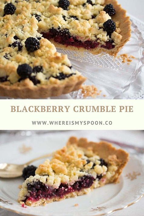 This blackberry crumble pie recipe is easy to make and always a winner, everybody loves it! #whereismyspoon #blackberrypie #blackberrycrumblepie #berrycrumblepie #crumblepie #pierecipes Blackberry Crumble Pie, Blackberry Pie Filling, Delicious Holiday Desserts, Blackberry Crumble, Crumble Pie, Buttery Pie Crust, Blackberry Pie, Blackberry Recipes, Berry Crumble