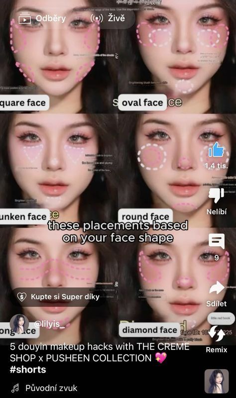 Makeup Diagram, Makeup Tutorials Step By Step, Asian Makeup Tips, Oval Face Makeup, Highlighting And Contouring, Asian Makeup Tutorials, Round Face Makeup, Face Charts, Make Up Tutorials