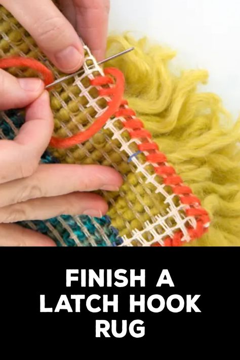 How to Finish a Latch Hook Rug How To Finish Latch Hook Wall Hanging, Latch Hook Rug Backing, How To Finish A Hooked Rug, Latch Hook Rug Patterns Free, Diy Latch Hook Rug Pattern, Hook Rugs Diy How To Make, Latch Hook Patterns Free, Latch Hook Ideas, Latchhook Patterns