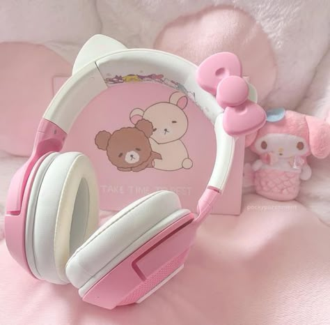 Kitty Headphones, Hello Kitty Headphones, Cat Ear Headset, Headphones Pink, Pink Headphones, Girl With Headphones, Head Phones, Cute Headphones, Kawaii Tattoo