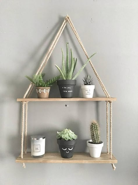 Diy Shelves Design, Diy Shelves Ideas, Pot Gantung, Diy Hanging Shelves, نباتات منزلية, Cute Dorm Rooms, Regal Design, Diy Hanging, Shelf Design