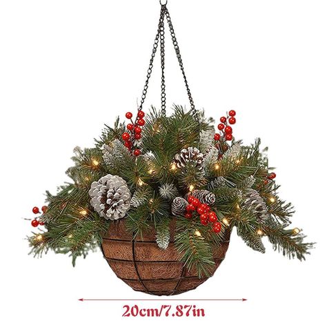 Christmas Hanging Baskets, Artificial Hanging Baskets, Christmas Door Hangings, Christmas Planters, Christmas Plants, Christmas Baskets, Christmas Hanging, Christmas Outdoor, Christmas Porch