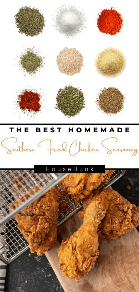 Boost your fried chicken game with this homemade Southern Fried Chicken seasoning. Experience the vibrant flavors of the American South in every bite. Chicken Fry Seasoning, Best Seasoning For Fried Chicken, Best Fried Chicken Seasoning, Fried Chicken Spice Blend, Southern Fried Chicken Seasoning, Hip Hop Chicken Seasoning, Chicken Seasoning Recipes Grilled, Fried Chicken Flour Seasoning, Fried Chicken Seasoning Spices