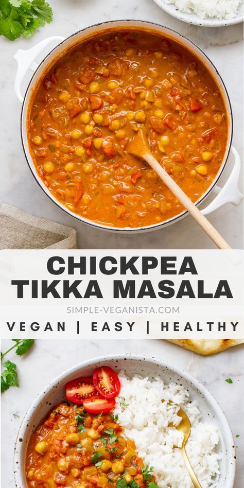 Chickpea Tikka Masala Recipe, Chickpea Tikka Masala, Vegan Tikka Masala, Deep Cleaning Hacks, Tikka Masala Recipe, Resep Diet, Chickpea Recipes, Makanan Diet, Masala Recipe